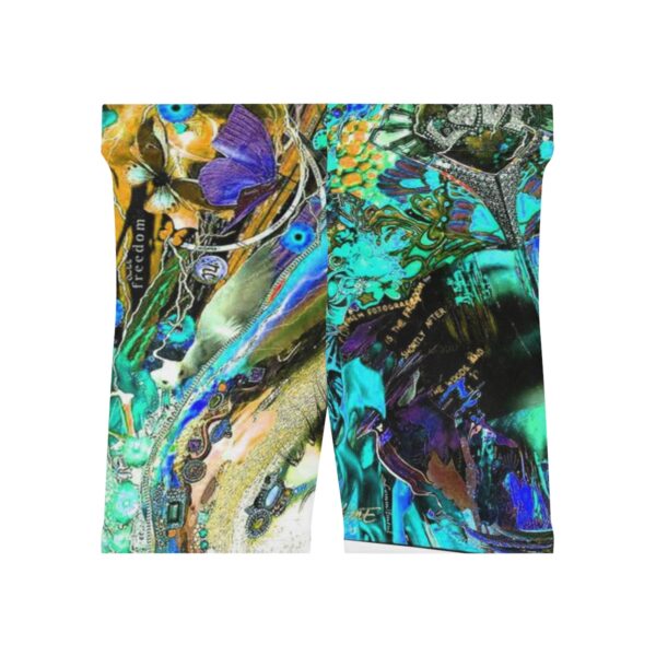 Women's Green Freedom Biker Shorts - Image 3