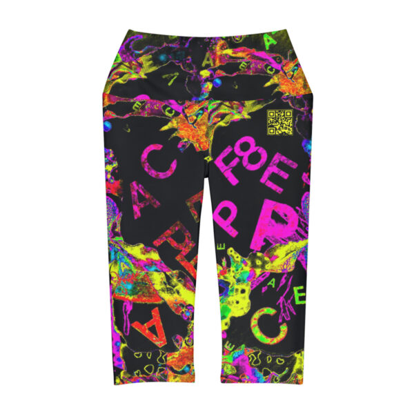 Hot Pink Peace Yoga Capri Leggings - Image 2