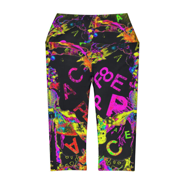 Hot Pink Peace Yoga Capri Leggings - Image 3