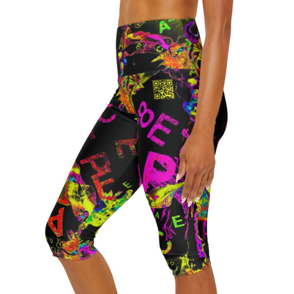 Hot Pink Peace Yoga Capri Leggings - Image 5