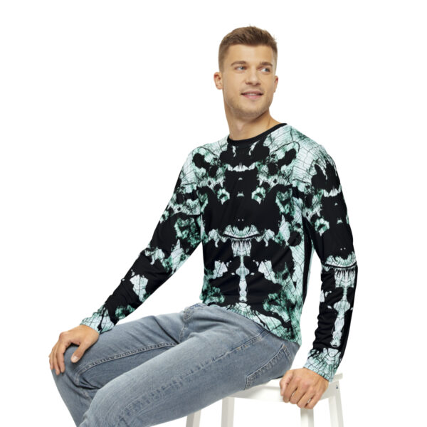 Men's Long Sleeve Green Ink Blot Shirt - Image 7